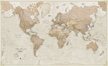 Classic Antique World Wall Map