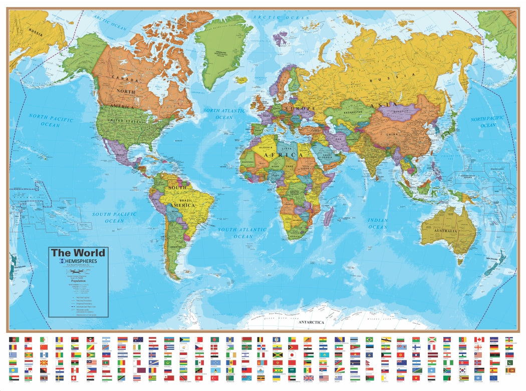 Blue Ocean Series World Laminated Wall Map
