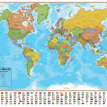 Blue Ocean Series Bi-Lingual French/English World Laminated Wall Map