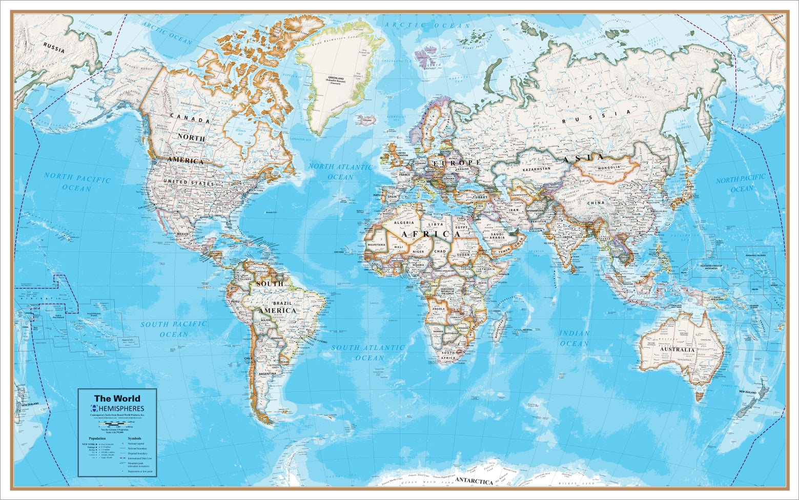 Contemporary World Laminated Wall Map – Waypoint Geographic