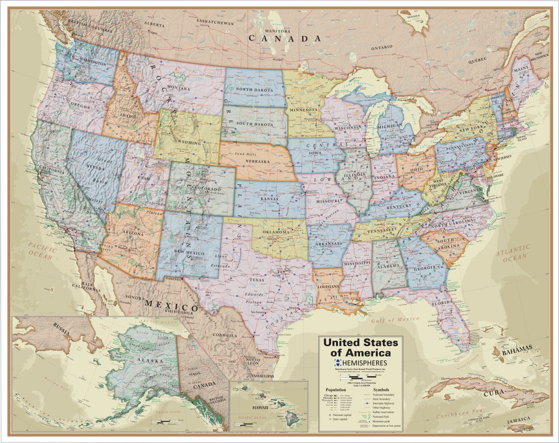 Boardroom Series United States Laminated Wall Map
