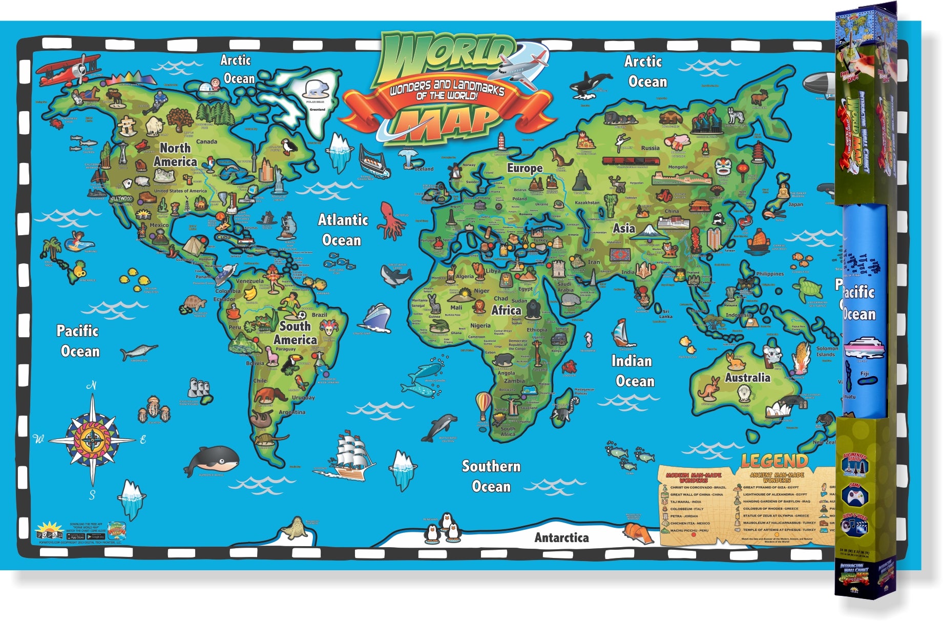 Kid's World Map Interactive Wall Chart With Free App – Waypoint Geographic