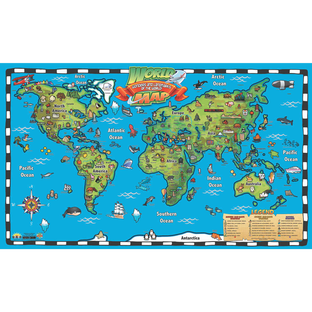 Kid's World Map Interactive Wall Chart With Free App