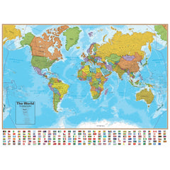 Blue Ocean Series World & USA Wall Maps (2-pack)