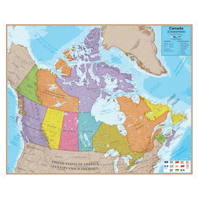 Hemispheres Canada with/Provincial Flags Wall Map
