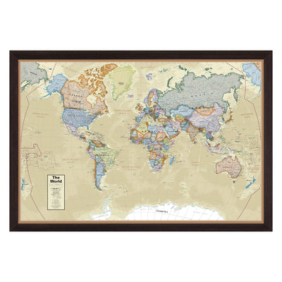 Boardroom Series World Map Framed & Mounted
