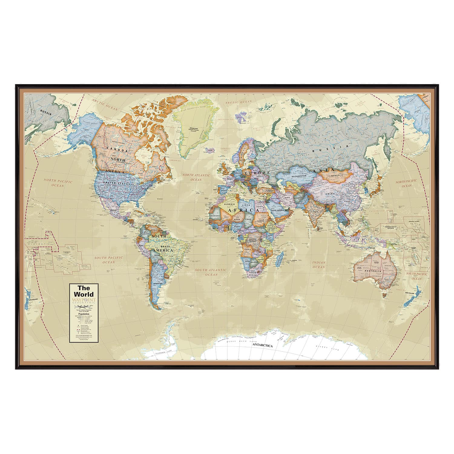 Boardroom Series World Map Framed & Mounted
