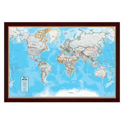 Contemporary Series World Map Framed & Mounted