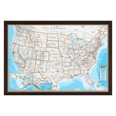 Contemporary Series USA Map Framed & Mounted