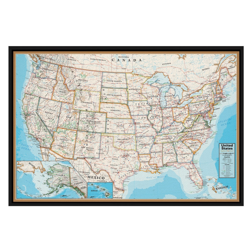 Contemporary Series USA Map Framed & Mounted