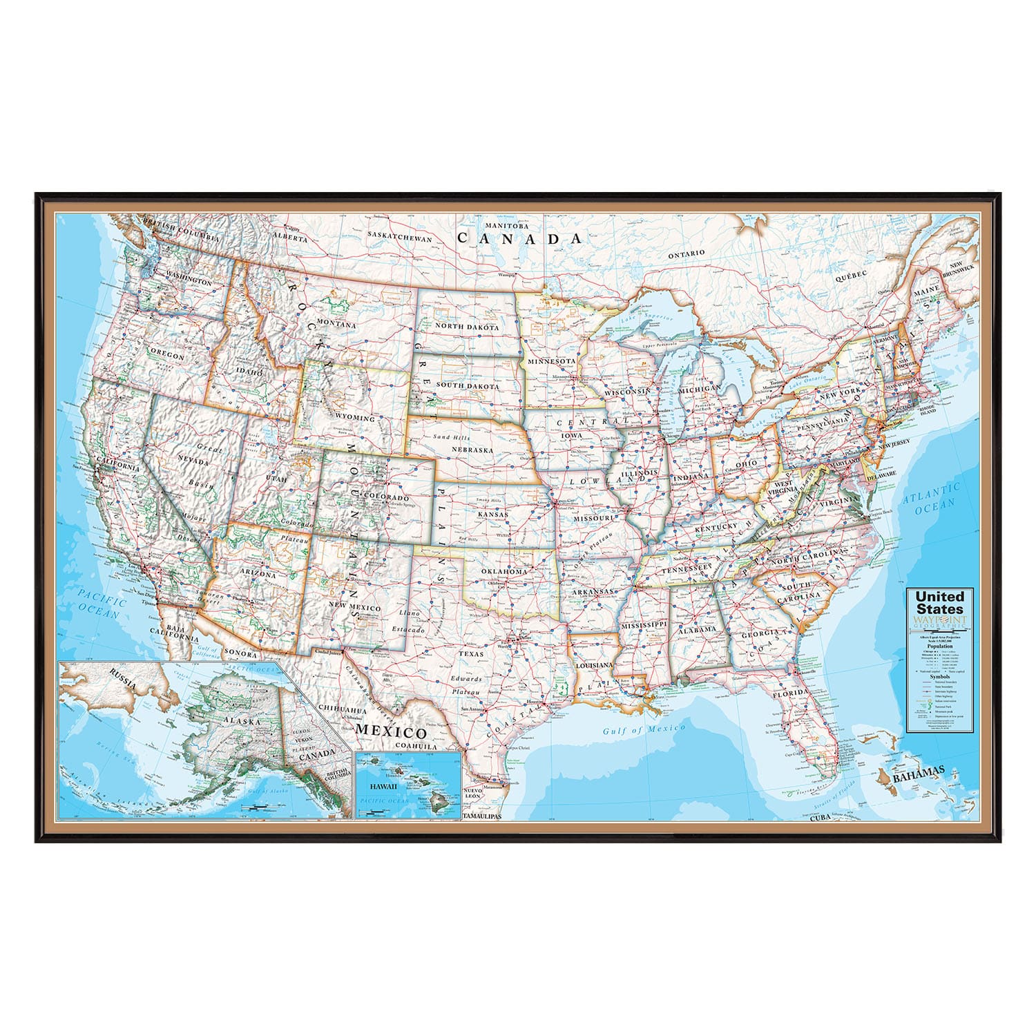 Contemporary Series USA Map Framed & Mounted