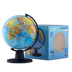 GeoClassic 6-inch Blue Ocean Globe - Side Box View