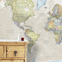 Large World Mural Wall Map (inset)