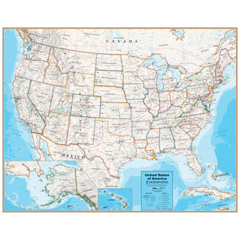 Contemporary United States Laminated Wall Map