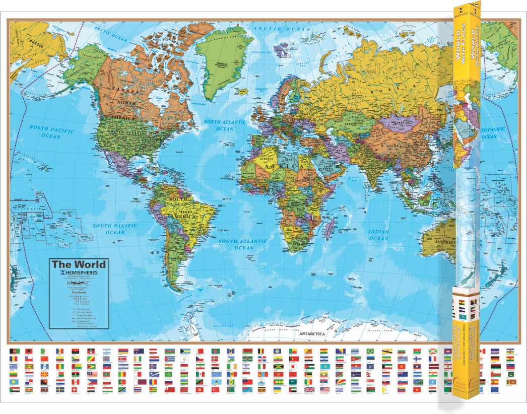 Blue Ocean Series World Laminated Wall Map – Waypoint Geographic